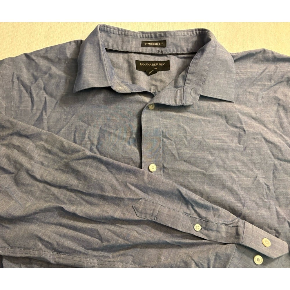 Banana Republic Standard Fit Chambray Shirt Mens Extra Large Blue‎ Long Sleeve